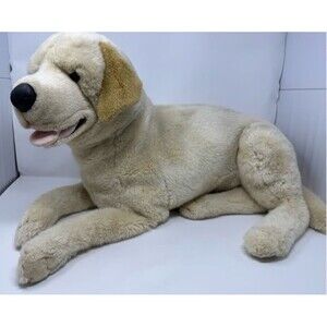 Vintage Prima Classic Realistic Large Yellow Lab Labrador Golden Retriever Plush
